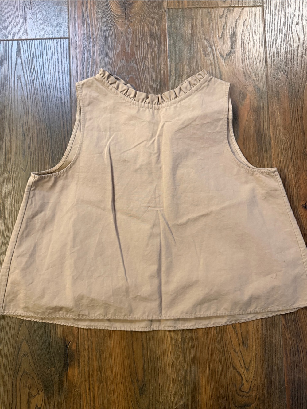 Atlantique Ascoli Paris Sleeveless Ruffle Neck Reversible Cotton Tank- Cream